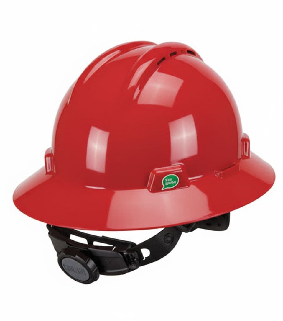 MSA Safety Helmet, V-Gard Full Brim - Red